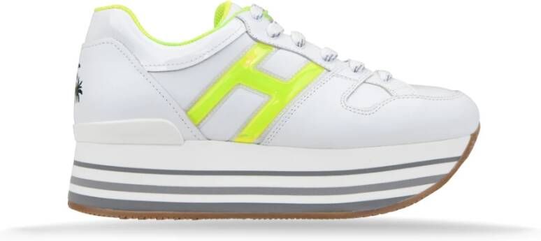 Hogan Leren Vetersneakers met Merkprint