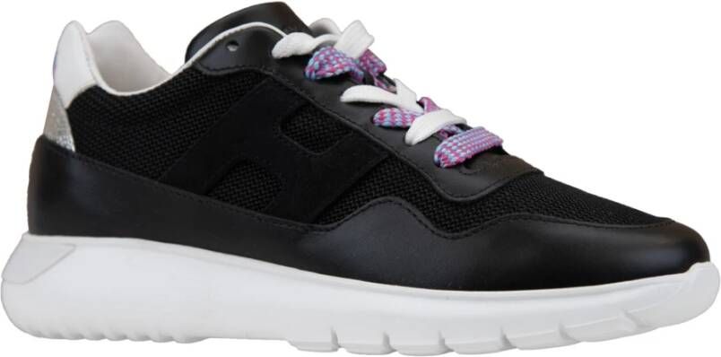 Hogan Leren Vetersneakers voor Vrouwen Black Dames