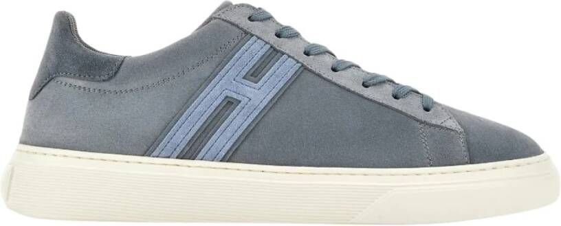 Hogan Lichtblauwe Suède Sneakers met H Detail Blue Heren