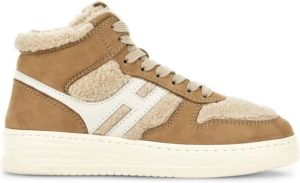 Hogan Logo-versierde hoge sneakers Beige Dames