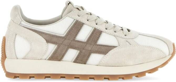 Hogan Mesh Lace-Up Sneakers Beige