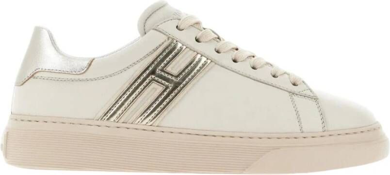 Hogan Metallic Leren Sneakers met Verwijderbaar Voetbed Beige Dames