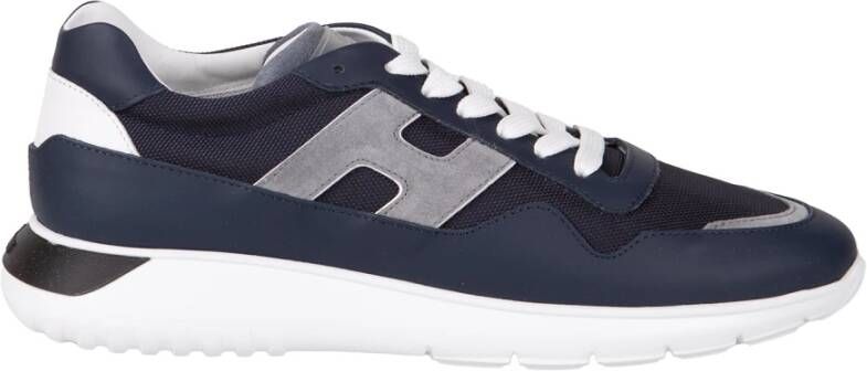 Hogan Moderne Suède Canvas Sneakers Blauw Heren