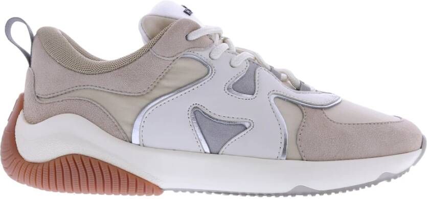 Hogan Low-Top Sneakers H597 In Camoscio Panna E Beige in wit