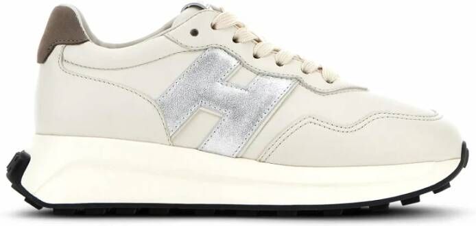 Hogan Witte Sneakers Paneelontwerp Metallic Afwerking White Dames