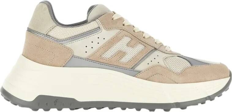 HOGAN Sneakers Dames Combi Mesh Sneaker Maat: 38 Materiaal: Suède Kleur: Beige