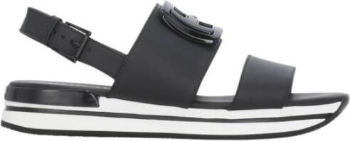 Hogan Platte Sandalen met H-Acar Detail Zwart Dames