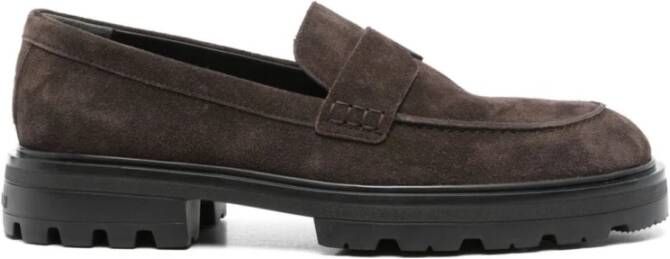 Hogan Platte schoenen in bruin suède leer