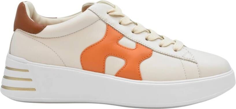 Hogan Platte schoenen in crème oranje leer Multicolor Dames