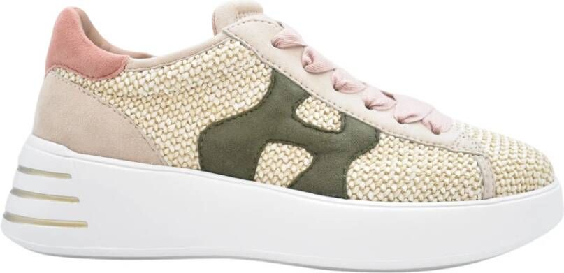 Hogan Platte schoenen in natuurlijk groen raffia Multicolor Dames