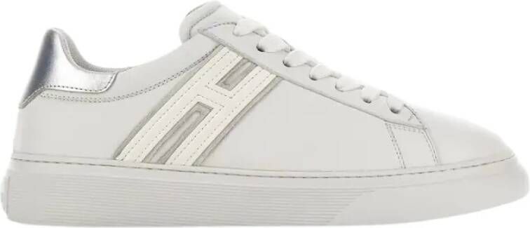 Hogan Witte Leren Sneakers met Metallic Inzetstukken White Dames