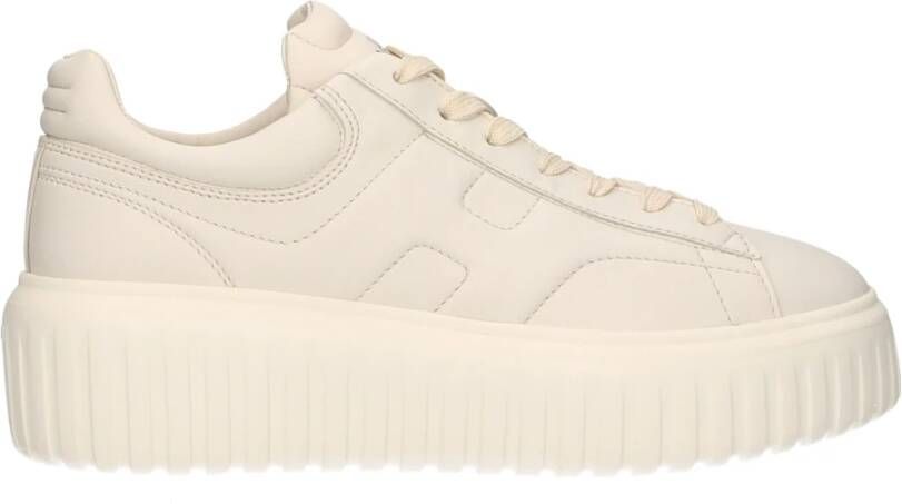 HOGAN Lage Sneakers Dames H-stripes Allacciato Maat: 39 Materiaal: Leer Kleur: Wit