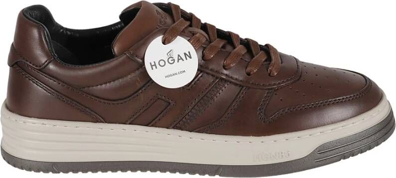 Hogan Premium Bruine Leren Sneakers voor Heren Bruin Heren