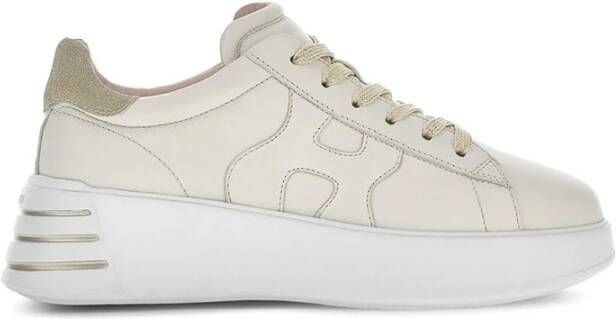 HOGAN Lage Sneakers Dames Rebel H564 Allacciato Maat: 37 Materiaal: Leer Kleur: Goud