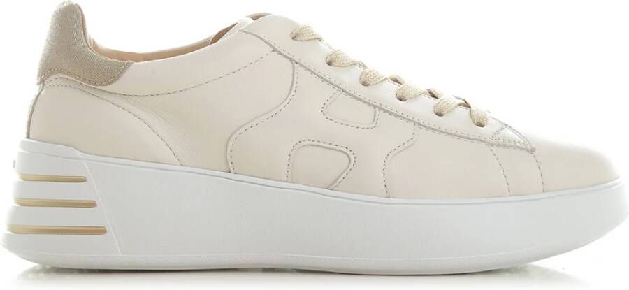 HOGAN Lage Sneakers Dames Rebel H564 Allacciato Maat: 37 Materiaal: Leer Kleur: Goud