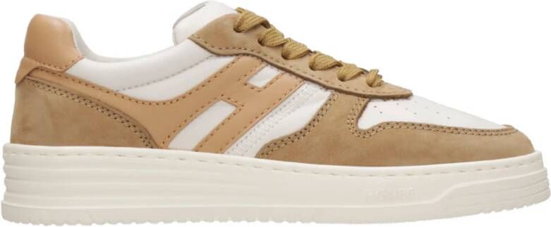 Hogan Beige Sneakers met Nubuck Bovenwerk en Leren Inzetstukken Beige Dames