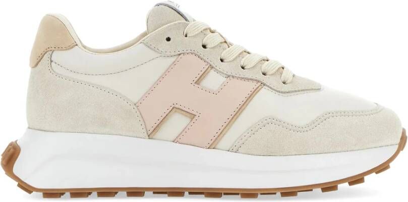 HOGAN Lage Sneakers Dames H641 Allacciato Maat: 40 Materiaal: Suède Kleur: Beige