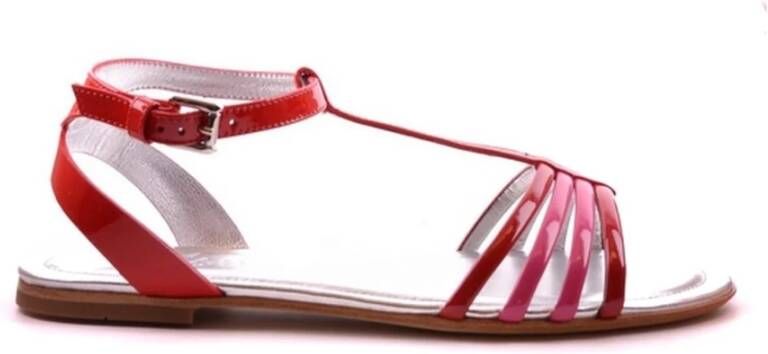 Hogan Rode Leren Gesp Sandalen