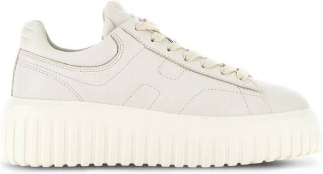 HOGAN Lage Sneakers Dames H-stripes Allacciato Maat: 40 Materiaal: Leer Kleur: Wit