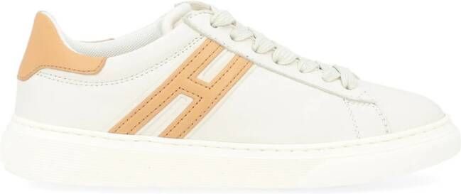 Hogan Sneaker H365 van ivoor en beige leer White Dames