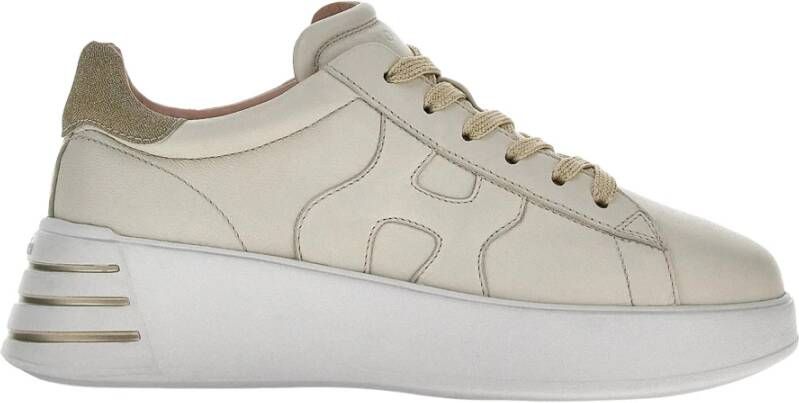 HOGAN Lage Sneakers Dames Rebel H564 Allacciato Maat: 37 Materiaal: Leer Kleur: Goud