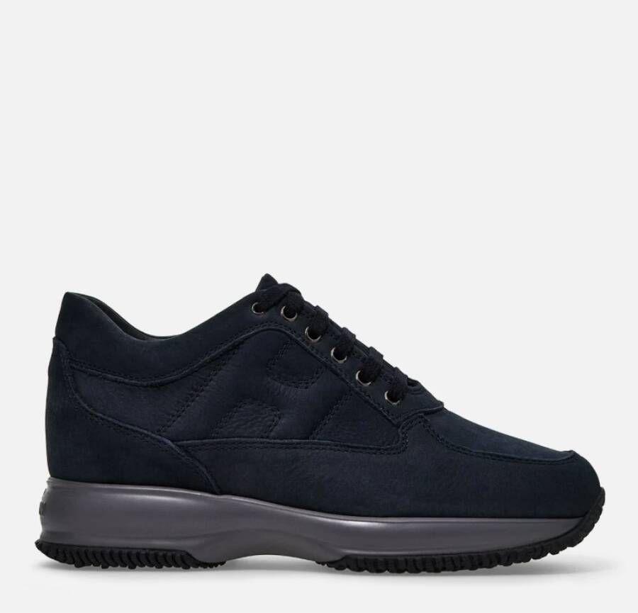 Hogan Blauwe Suède Sneakers met Zichtbare Stiksels Black Heren