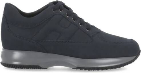 Hogan Blauwe Suède Sneakers met Zichtbare Stiksels Black Heren