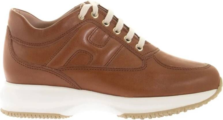 Hogan Bruin Leren Interactieve Sneakers Brown Dames