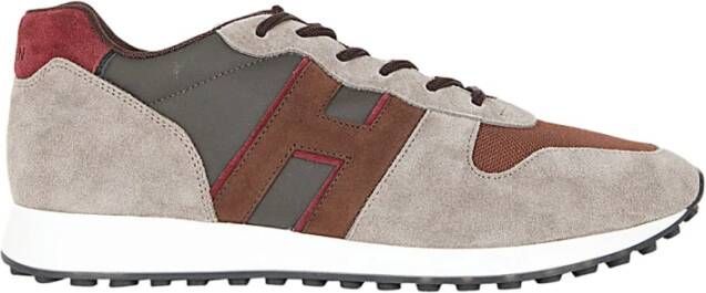 Hogan Canvas en leren sneakers Brown Heren