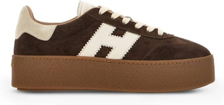 HOGAN Lage Sneakers Dames H681 Allacciato H Maat: 39 5 Materiaal: Suède Kleur: Bruin