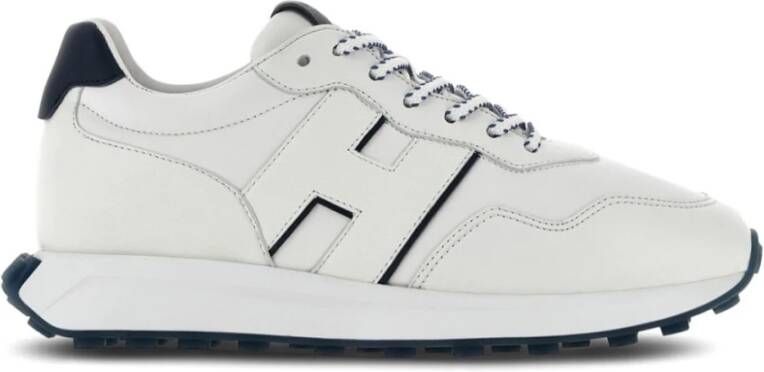 Hogan Witte Sneakers met Marineblauw Detail White Heren