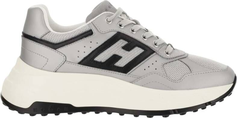 HOGAN Sneakers Dames Met Mesh Sneaker Maat: 42 Materiaal: Leer Kleur: Zilver