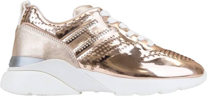 Hogan Sneakers van gelamineerd leer met veters Pink Dames