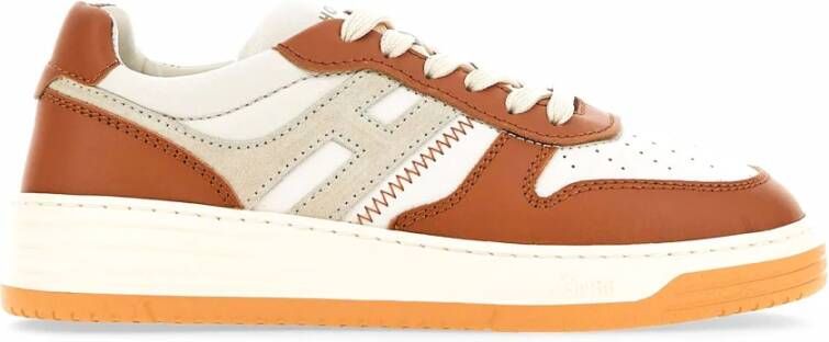 Hogan Sneakers van glad leer met suède inzetstukken Brown Dames