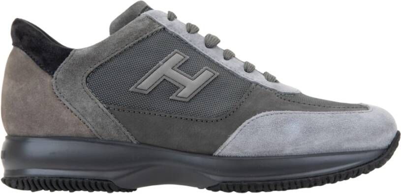 Hogan Sneakers van suède met leren details Gray Heren