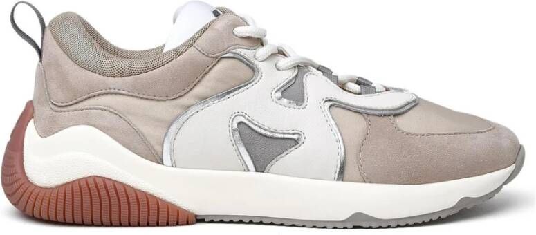 Hogan Low-Top Sneakers H597 In Camoscio Panna E Beige in wit