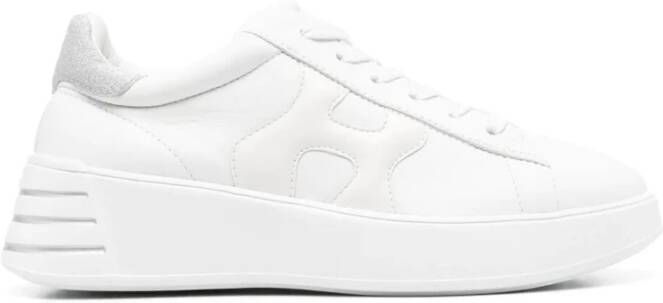 Hogan Witte leren sneakers met glitterdetails White Dames