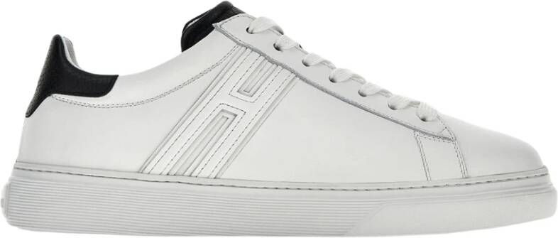 Hogan Witte Leren Sneakers met Contrasterend Hiel Detail White Heren