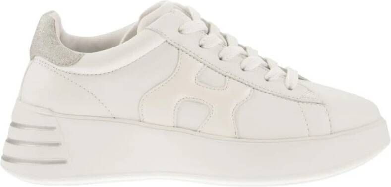 Hogan Witte leren sneakers met glitterdetails White Dames