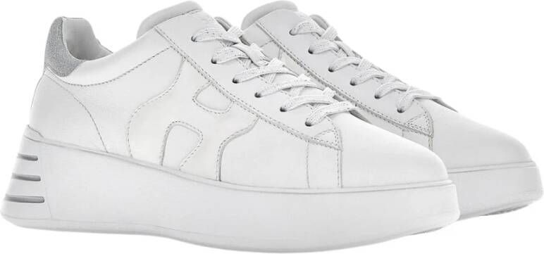 Hogan Witte leren sneakers met glitterdetails White Dames