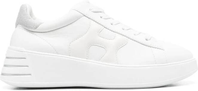 Hogan Witte leren sneakers met glitterdetails White Dames