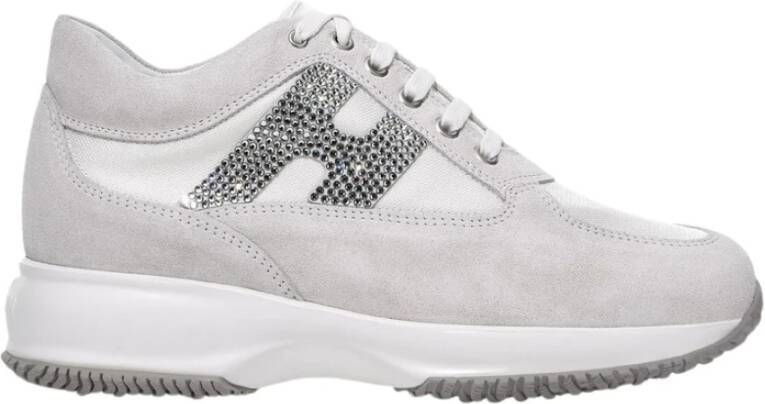 Hogan Witte Sneakers voor Dames met Rhinestone H-Detail White Dames