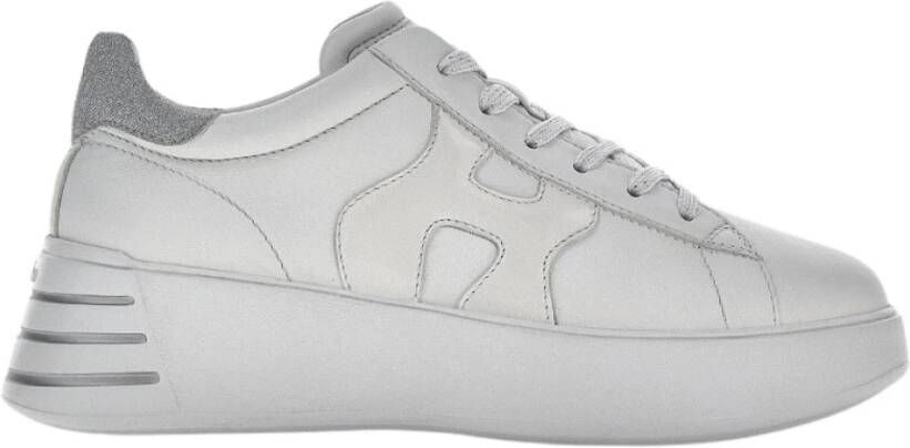 Hogan Witte Leren Sneakers met Patentleer en Stoffen Details White Dames