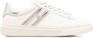Hogan Witte Leren Sneakers met Metallic Hak Wit Dames
