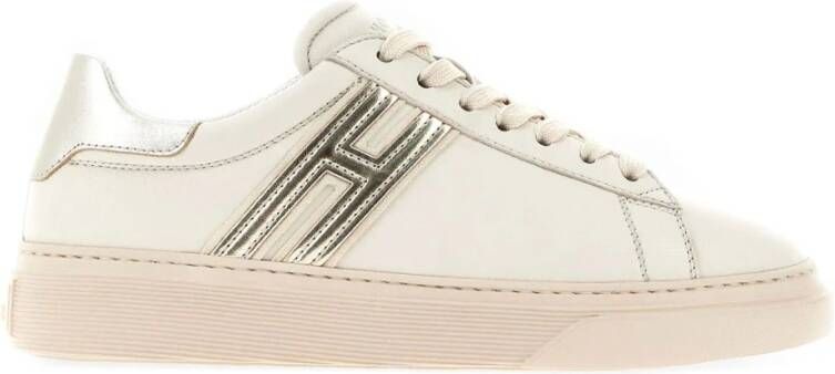 Hogan Metallic Leren Sneakers met Verwijderbaar Voetbed Beige Dames