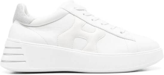 Hogan Witte Leren Sneakers met Patentleer en Stoffen Details White Dames