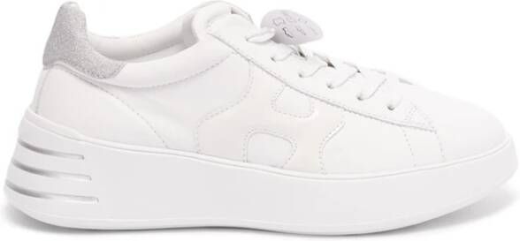 Hogan Witte leren sneakers met glitterdetails White Dames