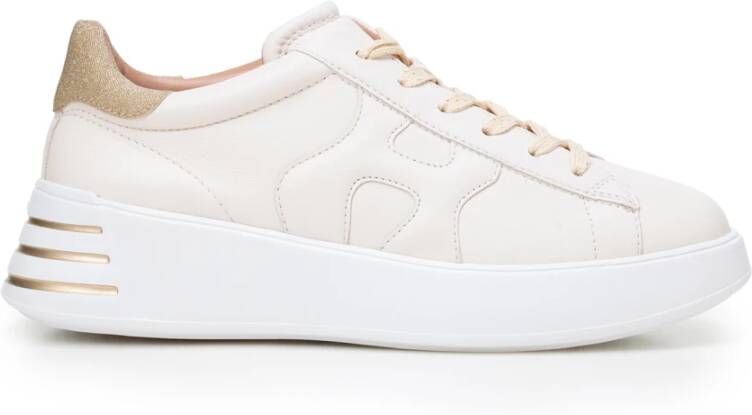 HOGAN Lage Sneakers Dames Rebel H564 Allacciato Maat: 41 Materiaal: Leer Kleur: Goud