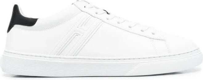 Hogan Witte Leren Sneakers met Blauwe Details White Heren