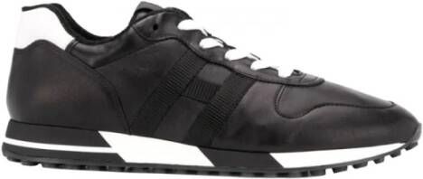Hogan Leren sneakers met contrasterende details Zwart Heren